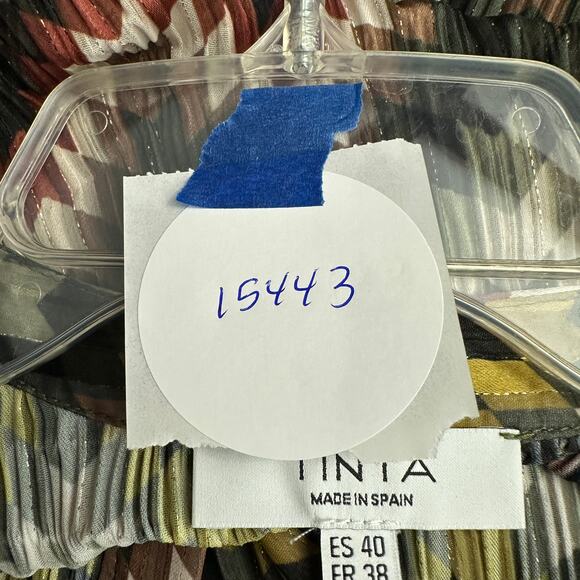 Tinta Womens Top EU 40 US M Geometric Pleated Boho Festival Artsy Spain Chevron - Picture 7 of 7